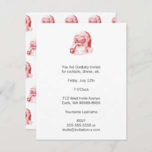 Retro Letterpress Style Santa with Pipe Invitation