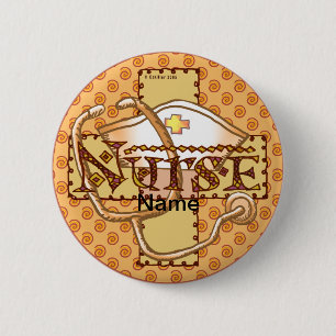Retro letters nurse  2 inch round button