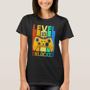 Retro Level 10 Unlocked 10th Birthday Gaming Play T-Shirt