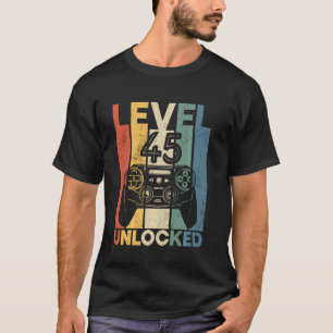 Retro Level 45 Unlocked Tee Funny Video Game 45th