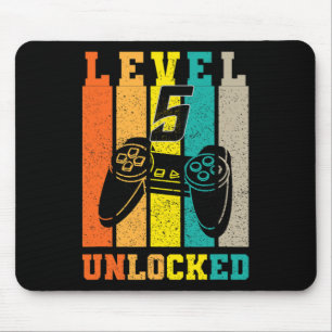 Retro Level 5 Unlocked Birthday Gaming Legend Game Mouse Pad