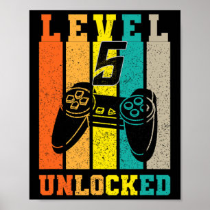 Retro Level 5 Unlocked Birthday Gaming Legend Game Poster
