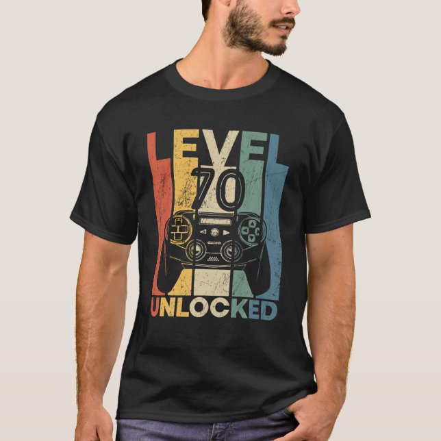 Retro Level 70 Unlocked Tee Funny Video Game 70Th (Front)