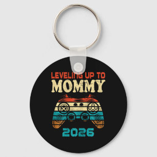 Retro Leveling Up To Mommy 2026 Pregnancy Announce Keychain