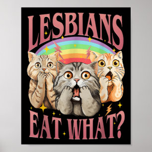 Retro Lgbt Eat What Cat Lesbian Pride Month Equal  Poster