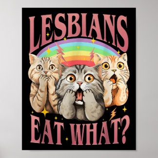 Retro Lgbt Eat What Cat Lesbian Pride Month Equal  Poster