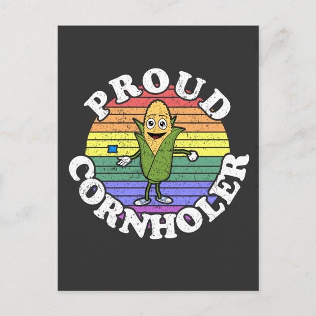 Retro LGBT Proud Cornholer Cornhole T-Shirt Postcard (Front)