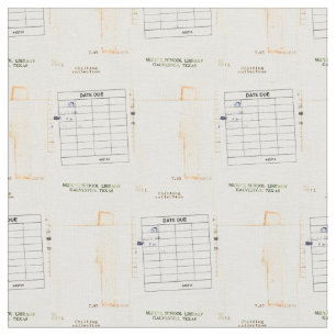 Retro Library Book Date Due Card Fabric