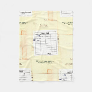 Retro Library Book Date Due Card Fleece Blanket
