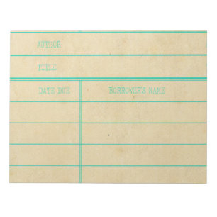 Retro Library Book Date Due Card Notepad