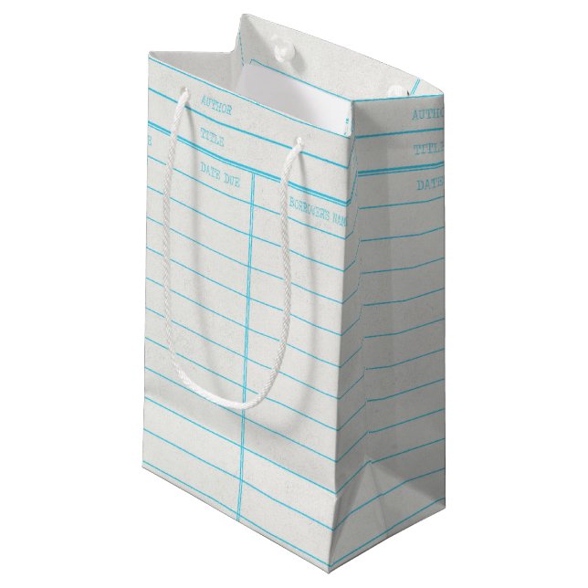 Retro Library Book Date Due Card Small Gift Bag (Front Angled)