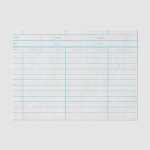 Retro Library Book Date Due Card Tissue Paper