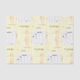 Retro Library Book Date Due Card Tissue Paper