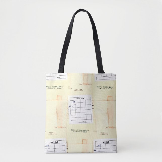 Retro Library Book Date Due Card Tote Bag (Front)