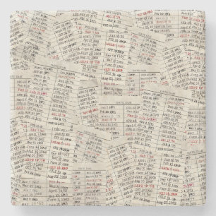 Retro Library Card Collection Stone Coaster