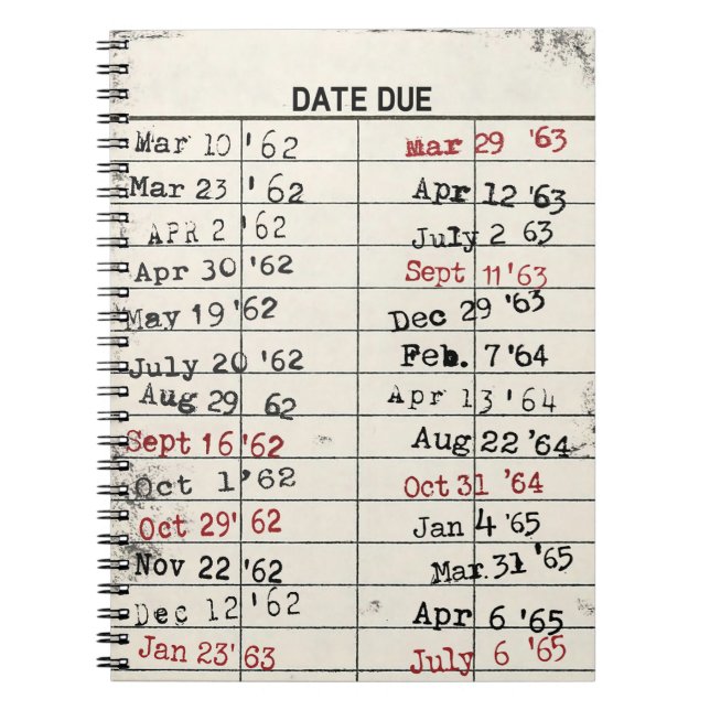 Retro Library Card   Notebook (Front)