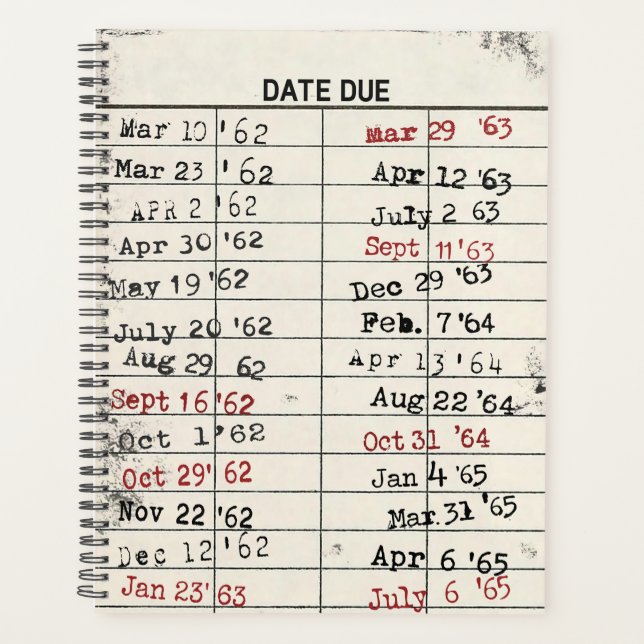Retro Library Card  Planner (Front)