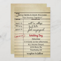 Retro Library Card Wedding Invite