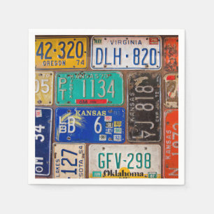retro license plate collection napkin