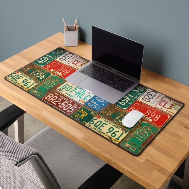 Retro License Plates Collection Desk Mat (Office 2)