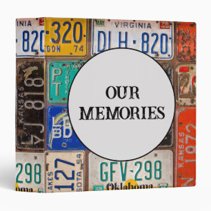 Retro License Plates Scrapbook Binder