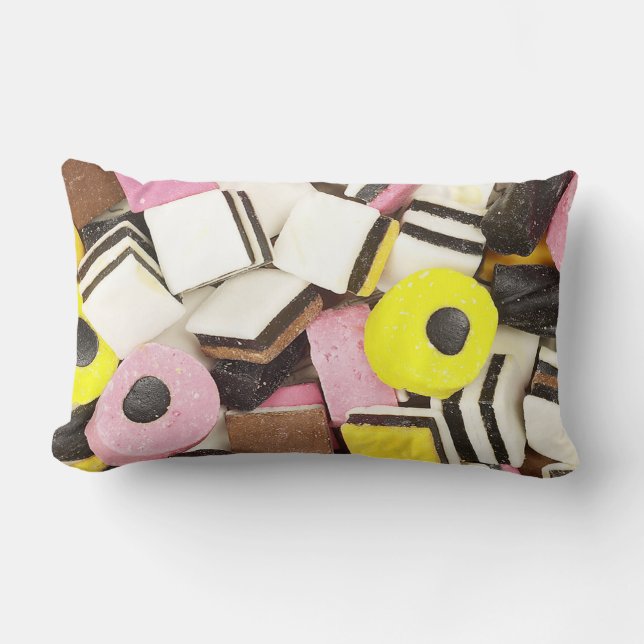 Retro Licorice Candy Lumbar Pillow (Front)