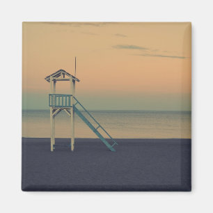 Retro Lifeguard Beach Tower Sunset Photo Magnet