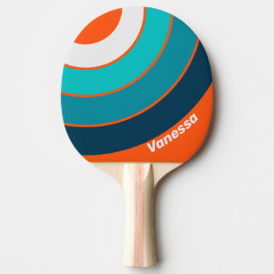 Retro Lifeguard Circle Stripe with Name Ping Pong Paddle