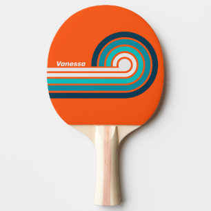 Retro Lifeguard Curl Stripes with Name Ping Pong Paddle