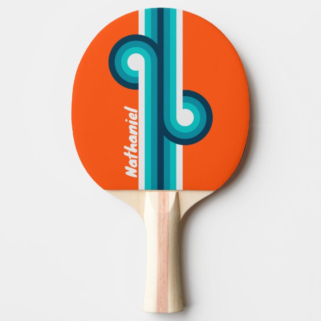 Retro Lifeguard Stripe Loop with Name Ping Pong Paddle (Front)