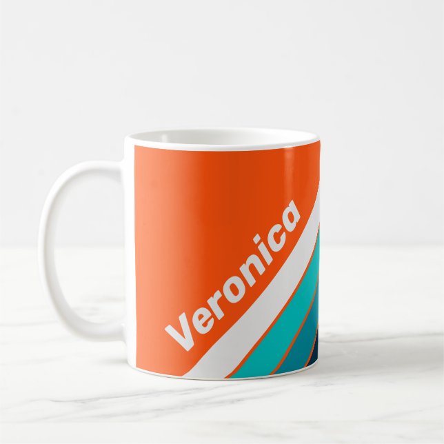 Retro Lifeguard Stripes with Name Coffee Mug (Left)