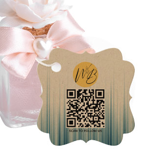 Retro Light Blue Business Qr Code Packaging Tags
