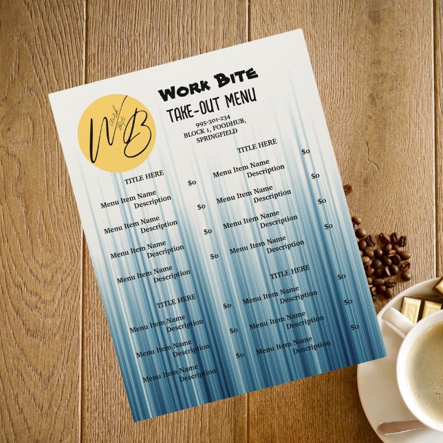 Retro Light Blue Restaurant Take Out Menu QR Code (Creator Uploaded)