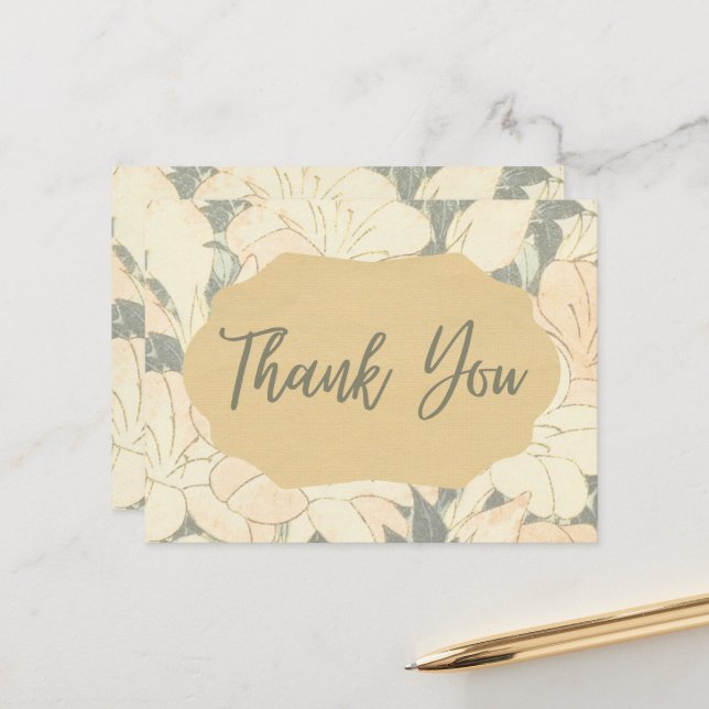 Retro Light Floral Print Postcard (Front/Back In Situ)