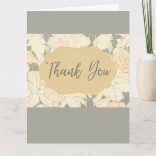 Retro Light Floral Print Thank You Card