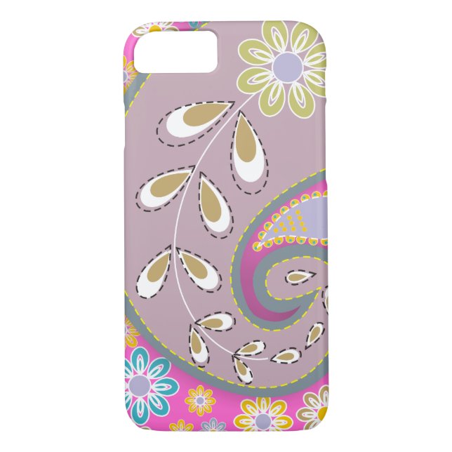 Retro light pastel purple paisley motif custom Case-Mate iPhone case (Back)