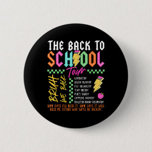 Retro Lightning Bolt Abcd Back To School Tour Teac 2 Inch Round Button