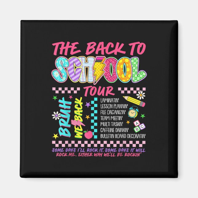 Retro Lightning Bolt Abcd Back To School Tour Teac Magnet (Front)