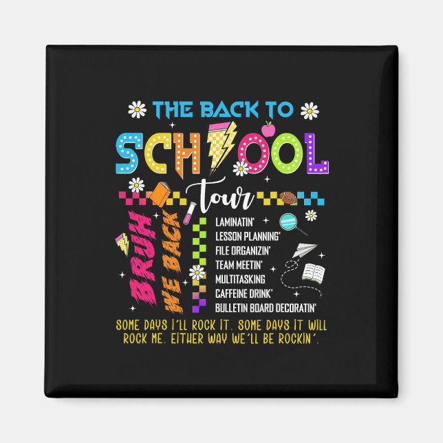 Retro Lightning Bolt Abcd Back To School Tour Teac Magnet (Front)