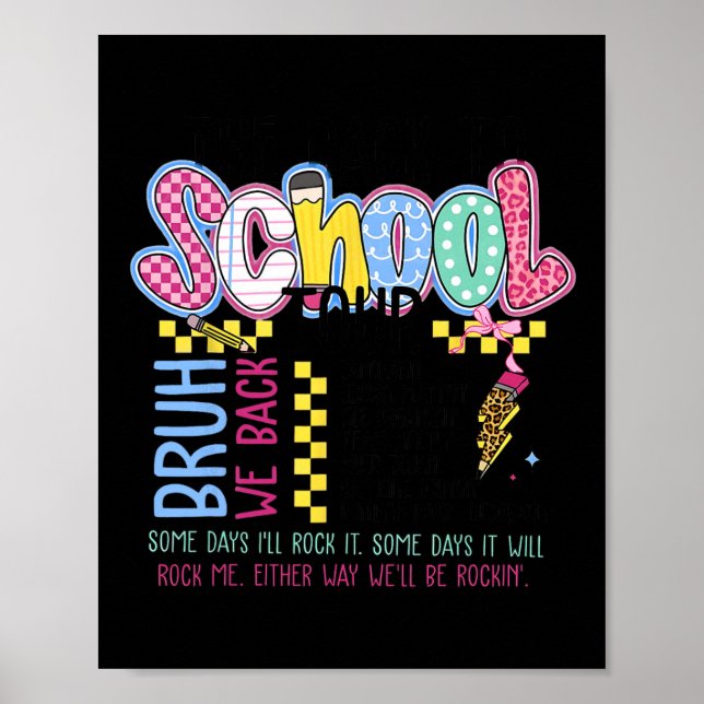 Retro Lightning Bolt Back To School Tour Teacher K Poster (Front)