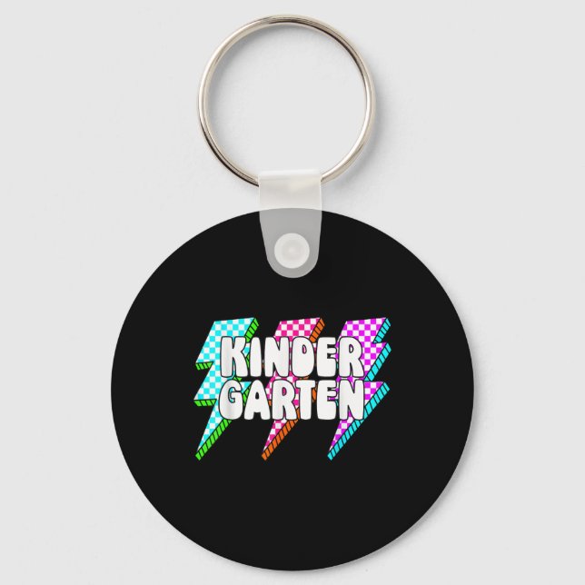Retro Lightning Bolt Kindergarten Back To School C Keychain (Front)