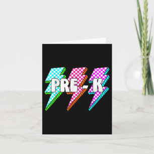 Retro Lightning Bolt Pre-k Back To School Checkere Card