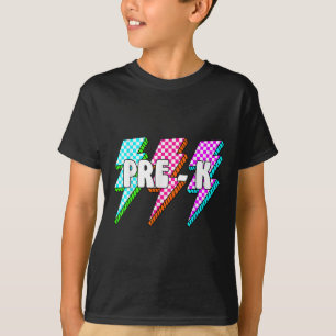 Retro Lightning Bolt Pre-k Back To School Checkere T-Shirt