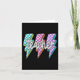 Retro Lightning Bolt Teacher Card