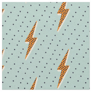 Retro Lightning bolt thunder flash blue dotted  Fabric