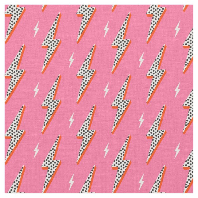 Retro Lightning bolt thunder flash red Fabric (Close Up)