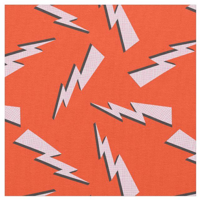Retro Lightning bolt thunder flash red Fabric (Close Up)