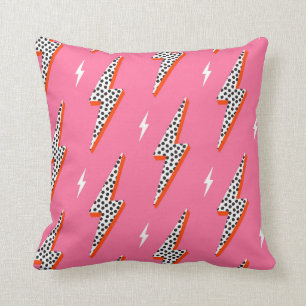 Retro Lightning bolt thunder flash red Fabric Throw Pillow