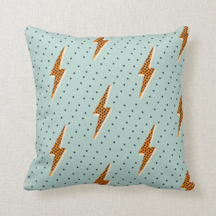Retro Lightning bolt thunder flash red Fabric Throw Pillow