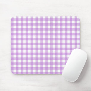 Retro Lilac Gingham Plaid Checks Chequered Mouse Pad